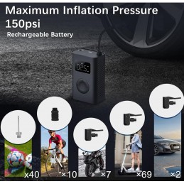 Xiaomi Mijia Compresseur d'Air Électrique Portable, Pompe à Air de Type C,  LED, Gonfleur Multi
