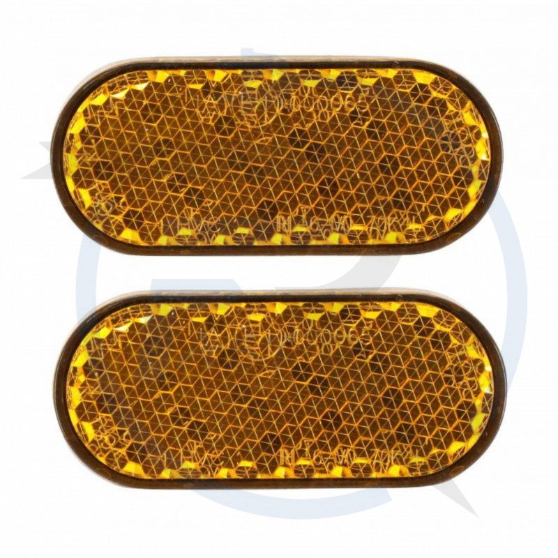 Catadioptres Jaunes Autocollants Pour Moto/vélo - Lot De 4 Réflecteurs Arrière 96x24 Mm - Améliore La Visibilité