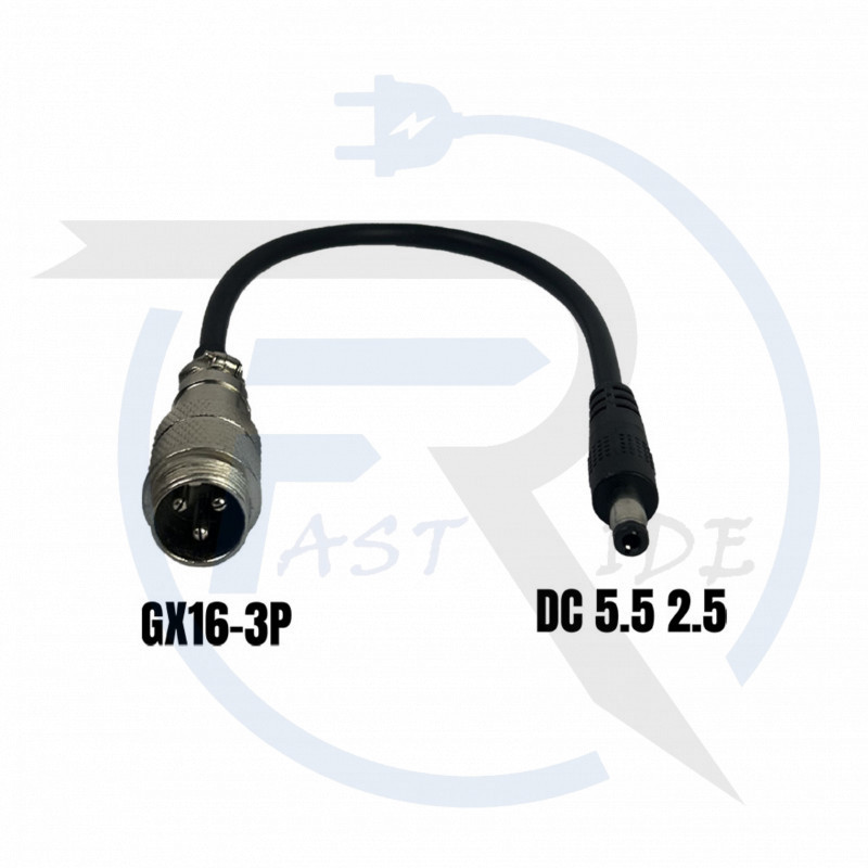 Adaptateur chargeur GX16-3P mâle vers DC 5.5 2.5mm femelle