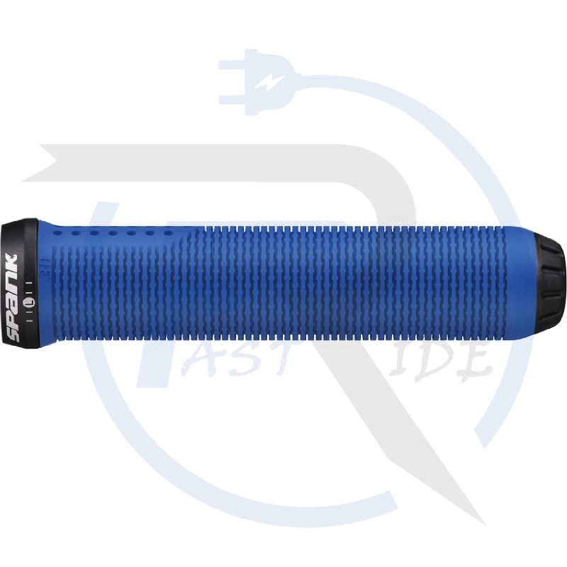 Poignées Spank Spike 30, lock-on, diametre 30mm, long 145mm, bleu